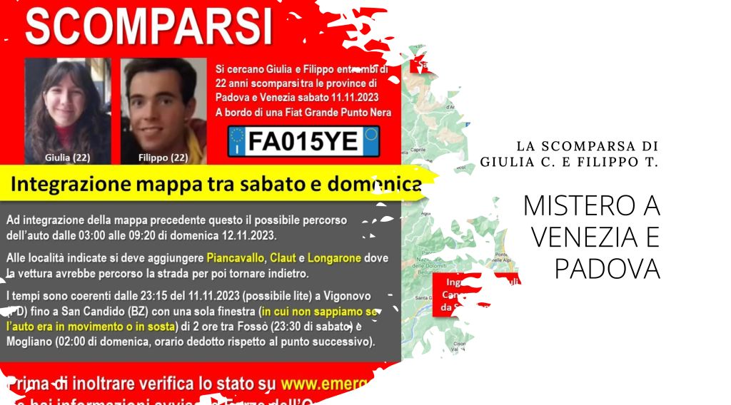 Scomparsi nel mistero: Il Caso Giulia C. e Filippo T. del 11.11.2023 tra #Venezia e #Padova